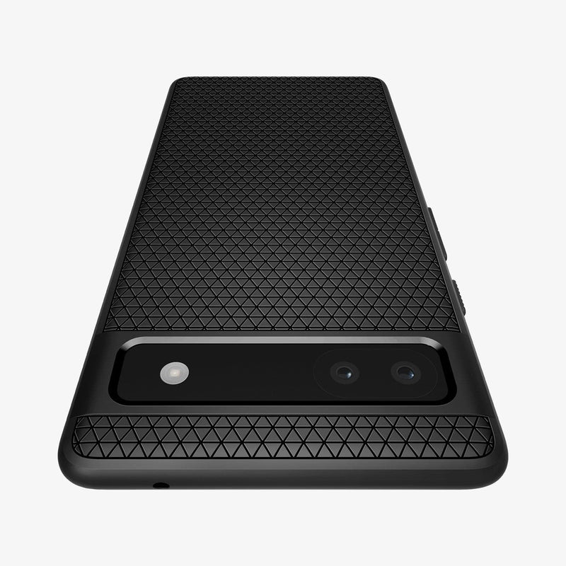 ACS04474 - Pixel 6a Case Liquid Air in matte black showing the back zoomed in to show the fine details