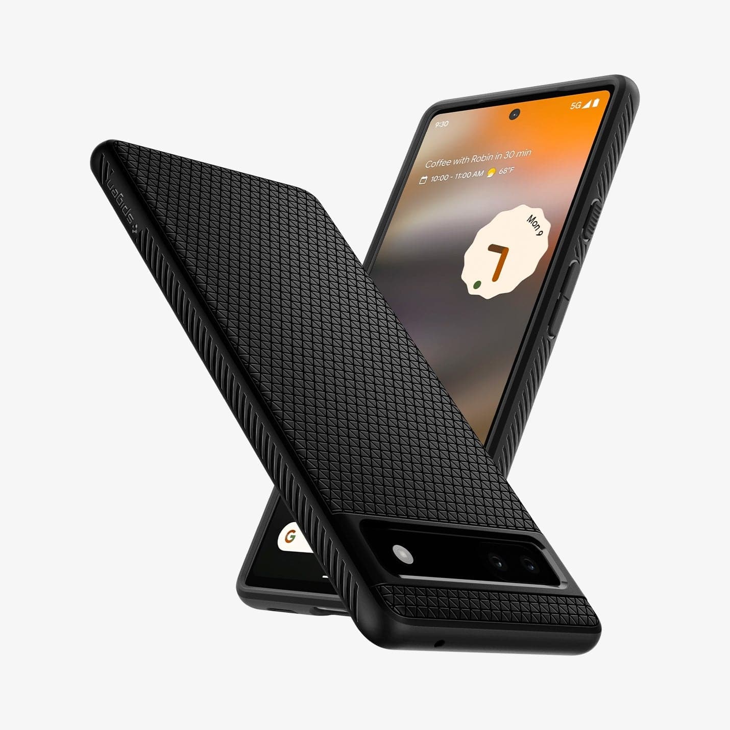 ACS04474 - Pixel 6a Case Liquid Air in matte black showing the back, front and sides