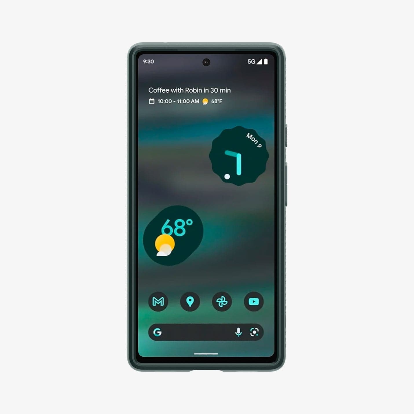 ACS04475 - Pixel 6a Case Liquid Air in midnight green showing the front