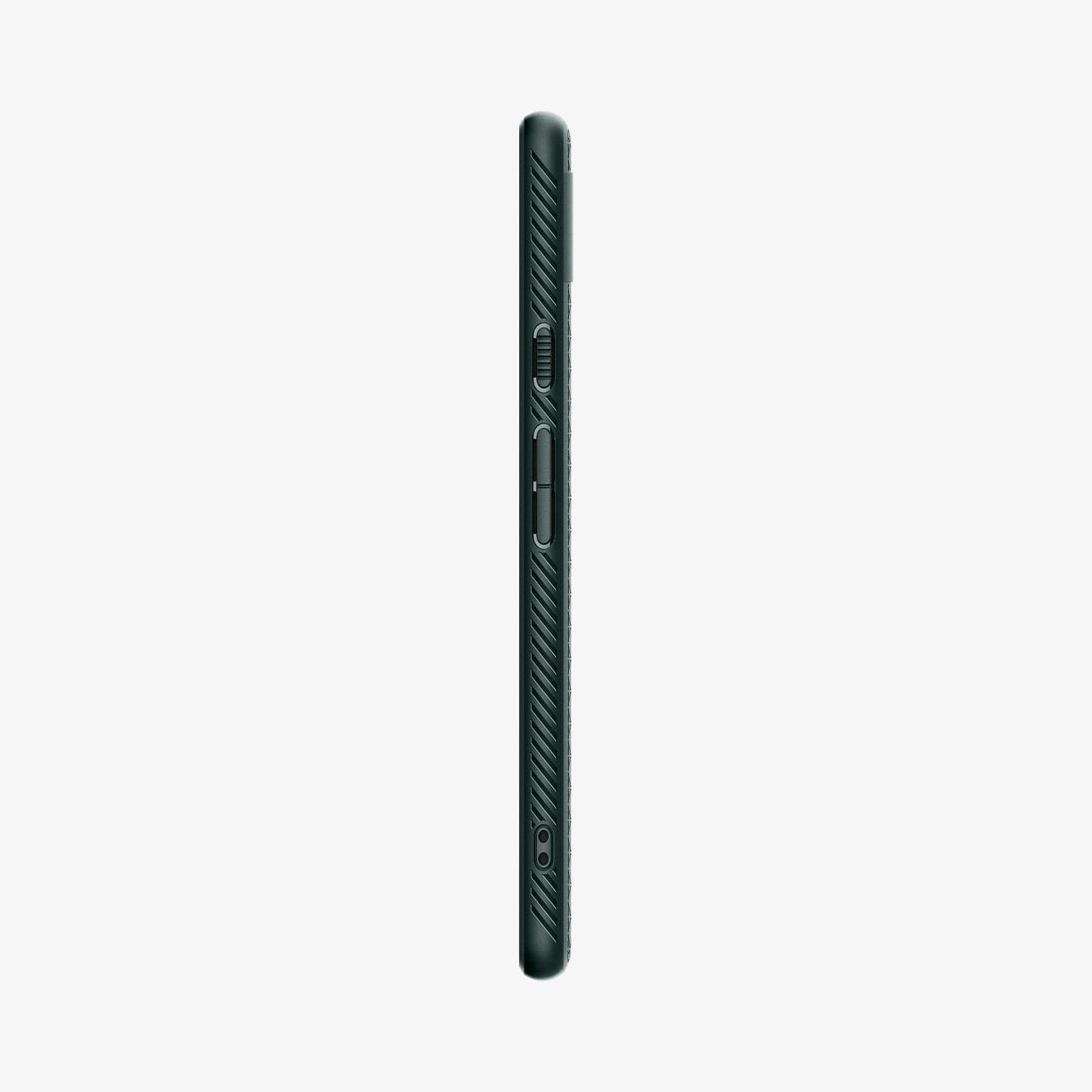 ACS04475 - Pixel 6a Case Liquid Air in midnight green showing the side with volume controls