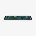 ACS04475 - Pixel 6a Case Liquid Air in midnight green showing the front and side with device laying flat