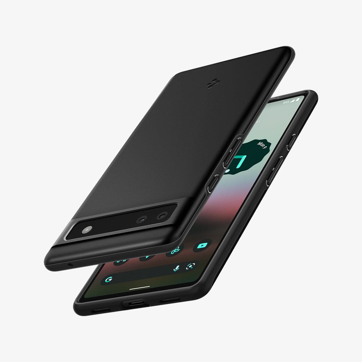 ACS04473 - Pixel 6a Case Thin Fit in black showing the back, front and sides