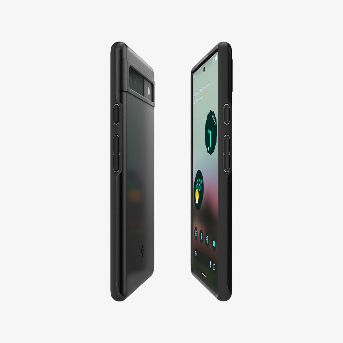 ACS04473 - Pixel 6a Case Thin Fit in black showing the sides, partial back and front