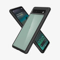 ACS04478 - Pixel 6a Case Ultra Hybrid in matte black showing the back, front and sides