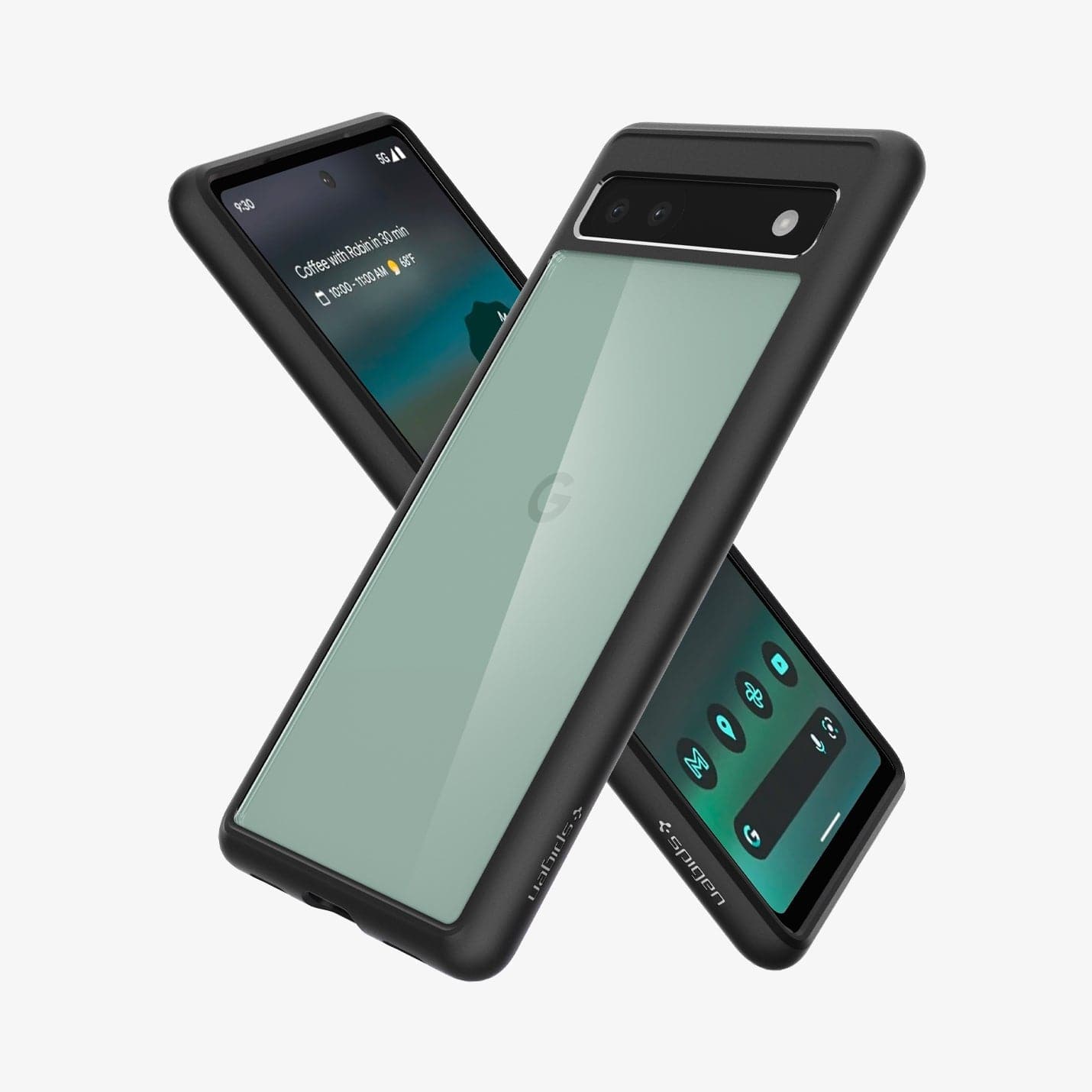 ACS04478 - Pixel 6a Case Ultra Hybrid in matte black showing the back, front and sides