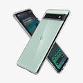 ACS04477 - Pixel 6a Case Ultra Hybrid in crystal clear showing the back, front and sides