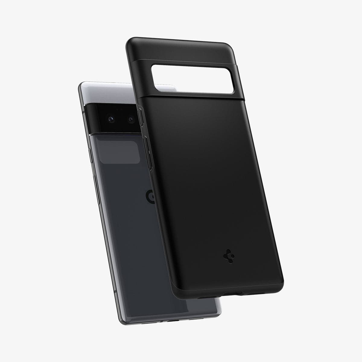 ACS03454 - Pixel 6 Pro Case Thin Fit in black showing the back with case hovering away from device