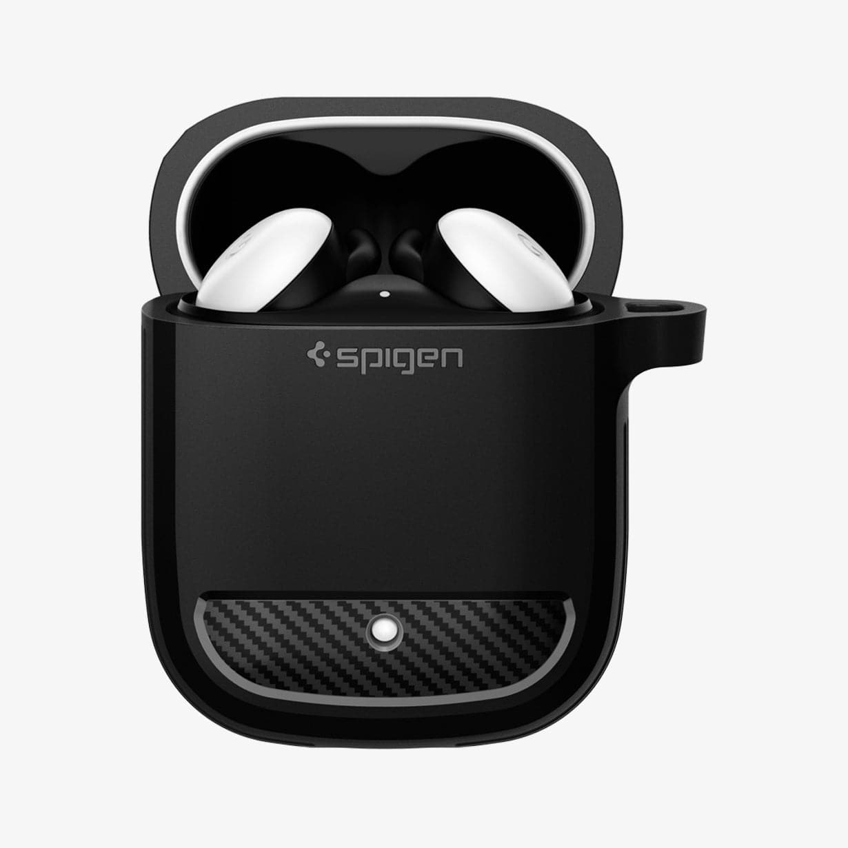 ASD01344 - Pixel Buds 2 Case Rugged Armor in black showing the front with case open