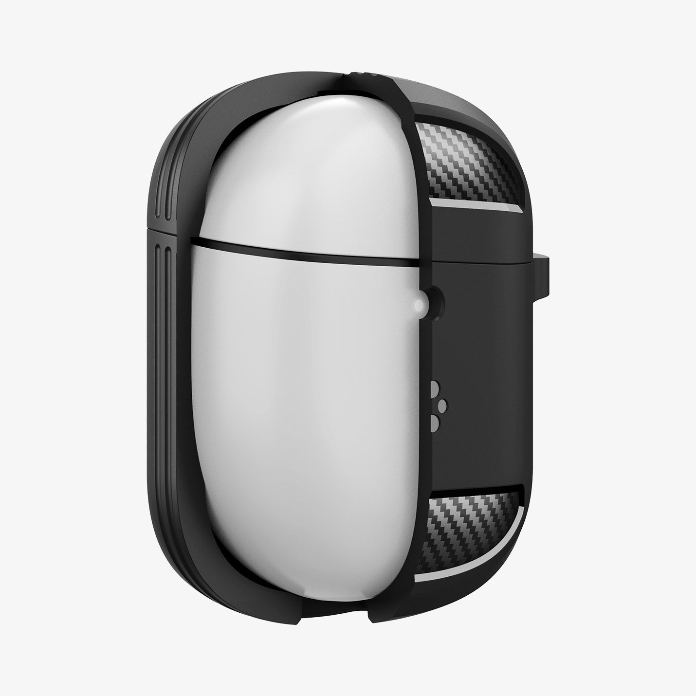 ACS05133 - Pixel Buds Pro Case Rugged Armor in matte black showing the front and side with half cut away to expose inside