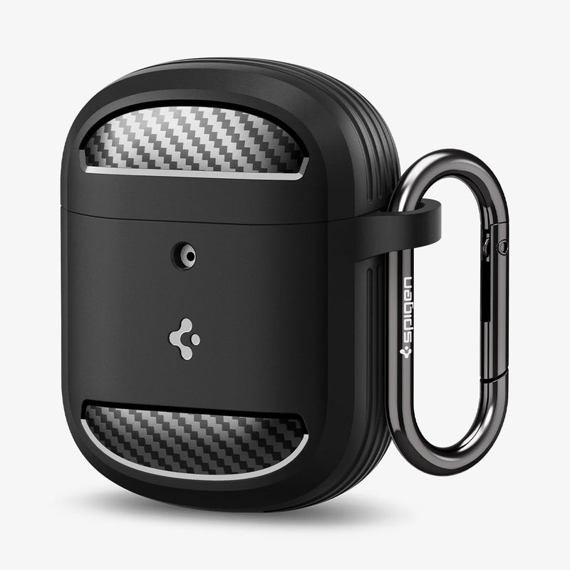 ACS05133 - Pixel Buds Pro Case Rugged Armor in matte black showing the front with carabiner