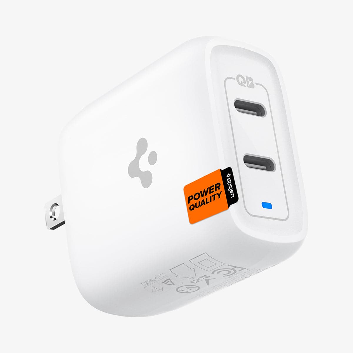 ACH02595 - ArcStation™ Pro 40W Wall Charger PE2013 in white showing the front, side and bottom