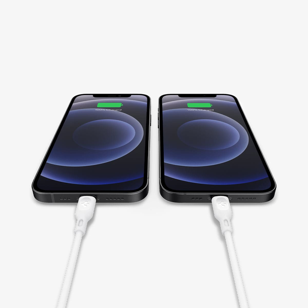 ACH02595 - ArcStation™ Pro 40W Wall Charger PE2013 in white showing two charging cables connected to phones charging at the same time