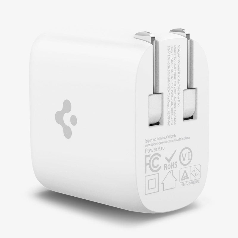 ACH02587 - ArcStation™ Pro 45W Wall Charger PE2015 in white showing the back and side