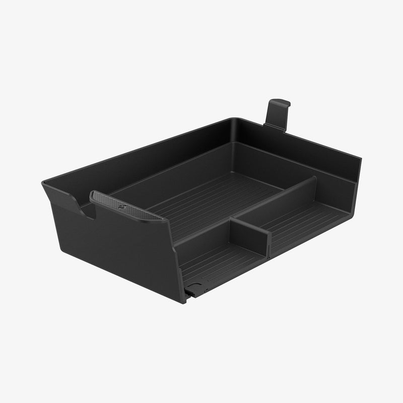 ACP06439 - Rivian Center Console Organizer Tray in black showing the front and inside