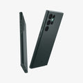 ACS04517 - Galaxy S22 Ultra 5G Case Thin Fit in abyss green showing the back, sides and bottom of multiple devices