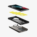 ACS03924 - Galaxy S22 Ultra 5G Case Tough Armor in gunmetal showing the hard PC, flexible TPU, and impact foam layers