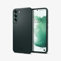 ACS04520 - Galaxy S22 Plus 5G Case Thin Fit in abyss green showing the back and front