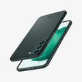 ACS04520 - Galaxy S22 Plus 5G Case Thin Fit in abyss green showing the back, front and sides