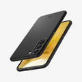 ACS03949 - Galaxy S22 Plus 5G Case Thin Fit in black showing the back, front and sides