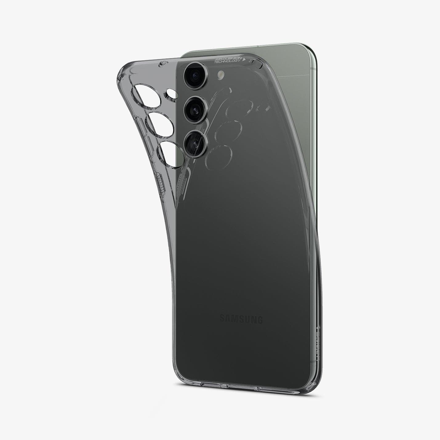ACS05709 - Galaxy S23 Case Liquid Crystal in space crystal showing the back with case bending away from device to show the flexibility