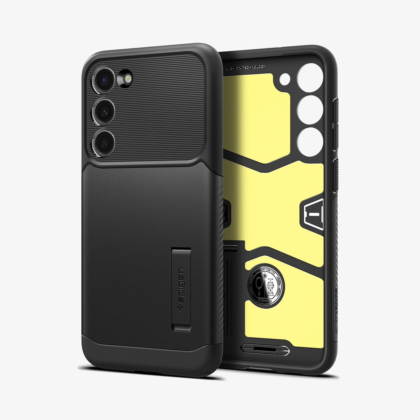 ACS05735 - Galaxy S23 Case Slim Armor in black showing the back and inside of case