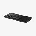 ACS05643 - Galaxy S23 Ultra Case Core Armor in matte black showing the back, side and bottom with device laying flat