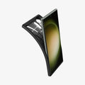 ACS05643 - Galaxy S23 Ultra Case Core Armor in matte black showing the back bending away from device to show the flexibility