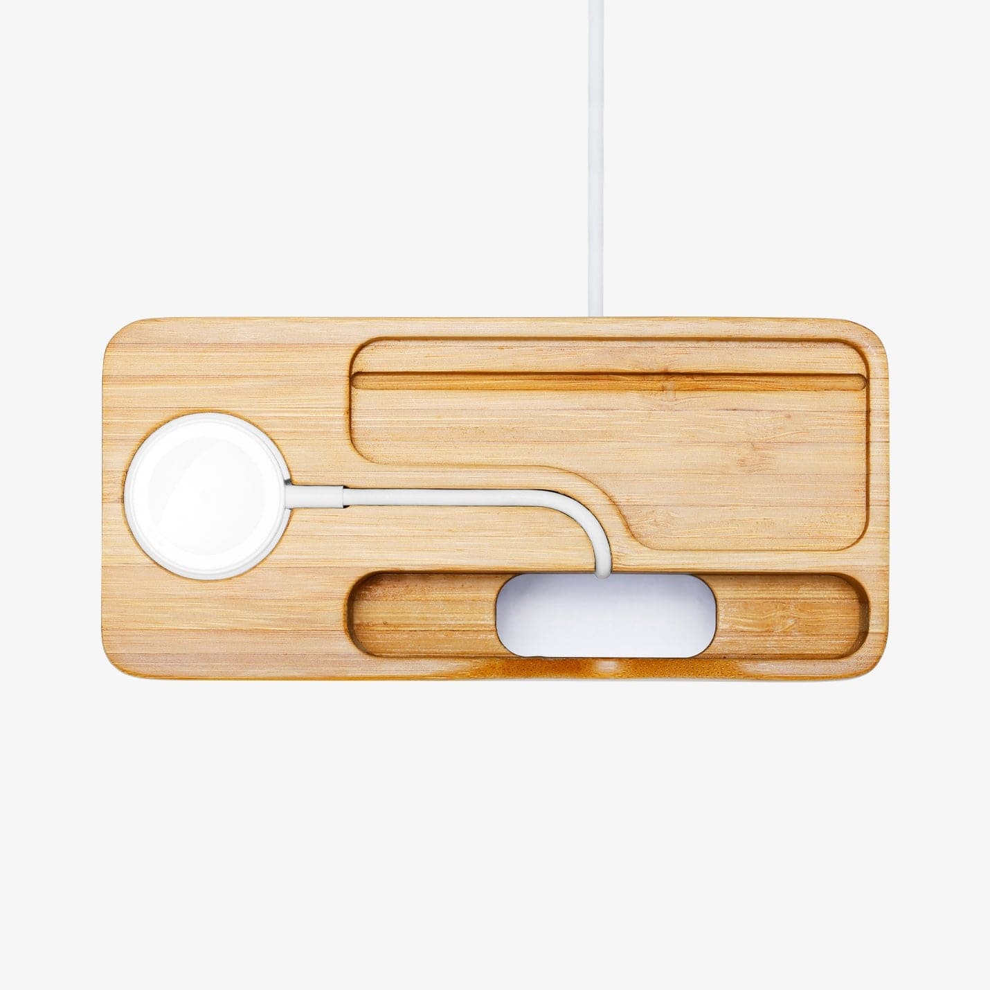 000ST20295 - Apple Watch + Phone Stand S370 showing the top view with chargers inserted
