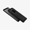 593CS22933 - Galaxy S9 Plus Tough Armor Case in black showing the back and side of two devices