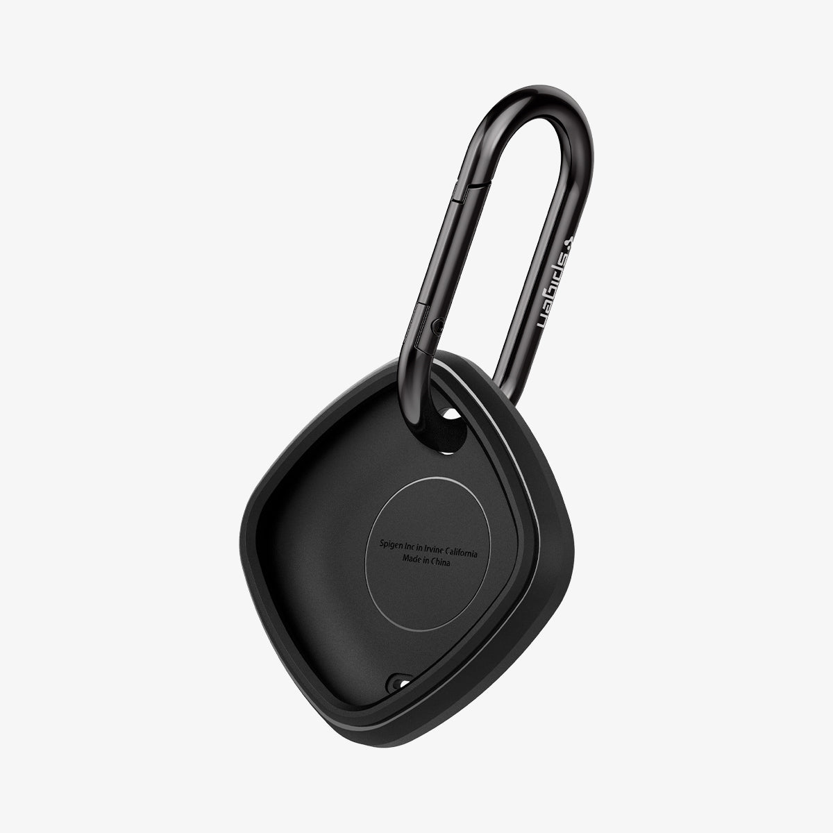 ACS03411 - Galaxy SmartTag+ Case Rugged Armor in matte black showing the inside and side with carabiner