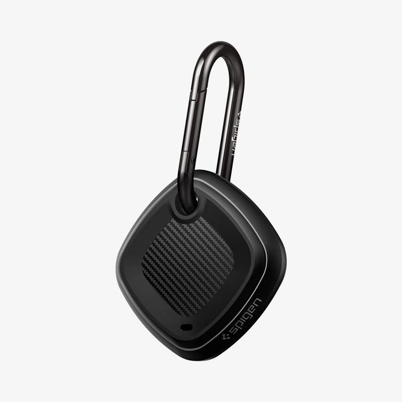 ACS03411 - Galaxy SmartTag+ Case Rugged Armor in matte black showing the back and side with carabiner