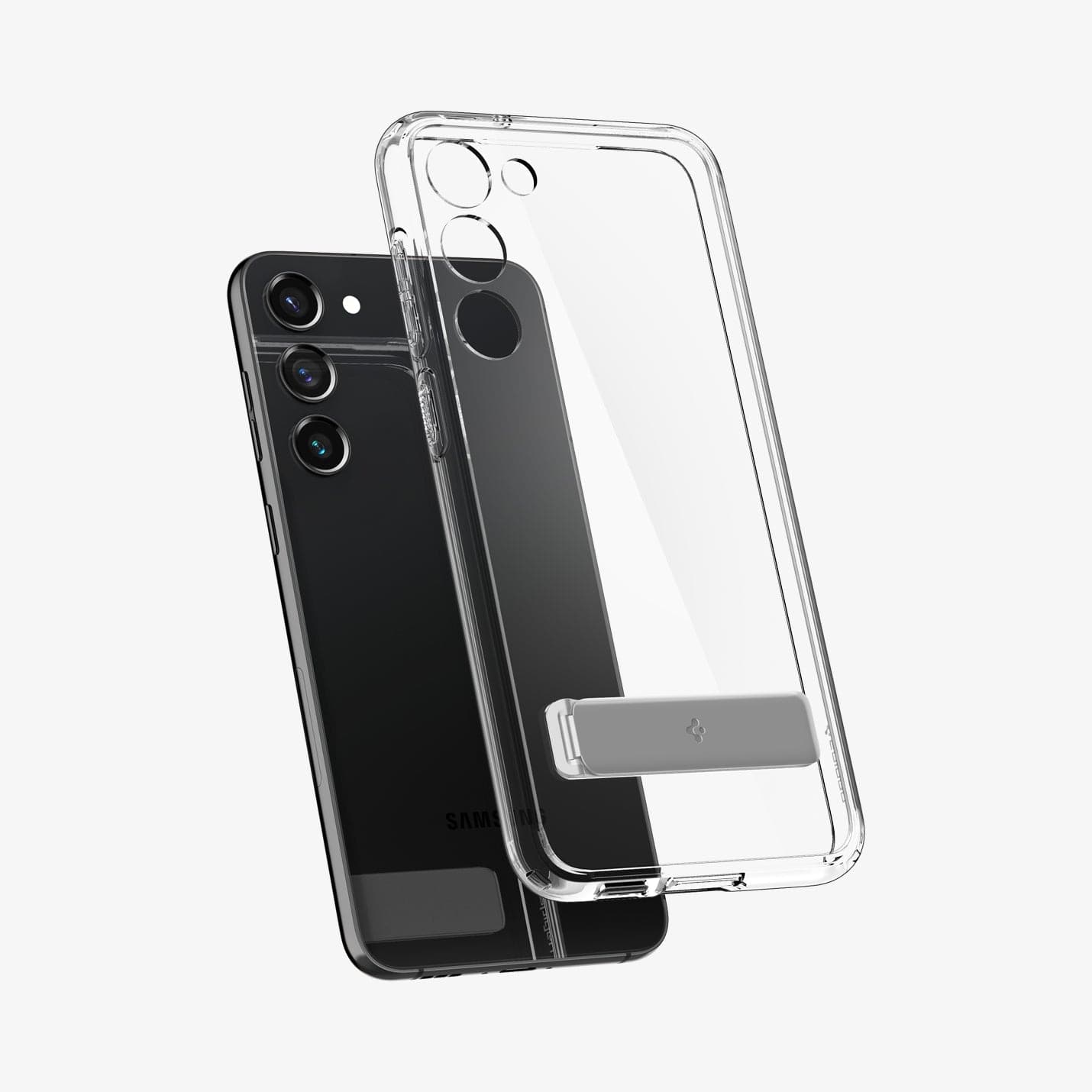 ACS05717 - Galaxy S23 Case Ultra Hybrid S in crystal clear showing the back with case hovering away from device