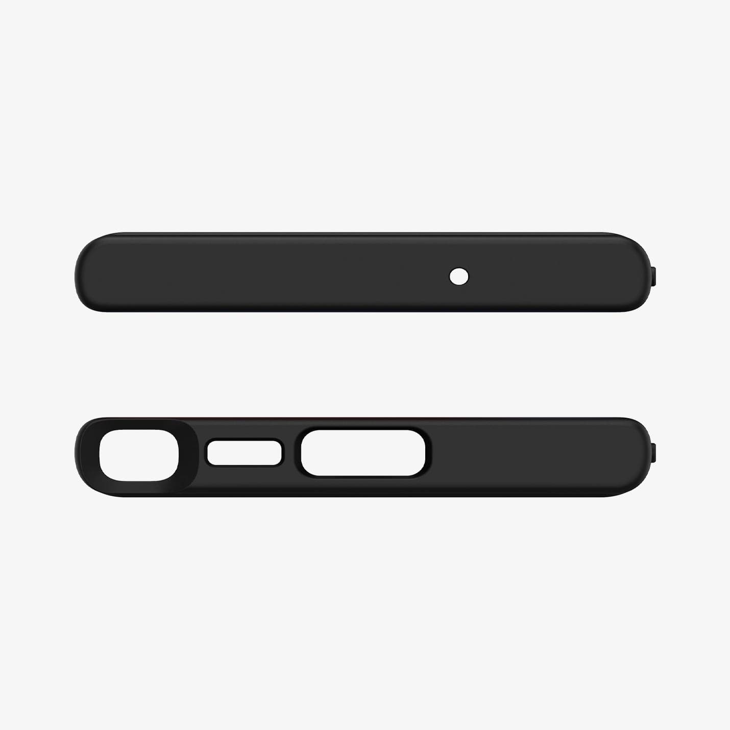 ACS05619 - Galaxy S23 Ultra Case Ultra Hybrid in frost black showing the top and bottom with precise cutouts