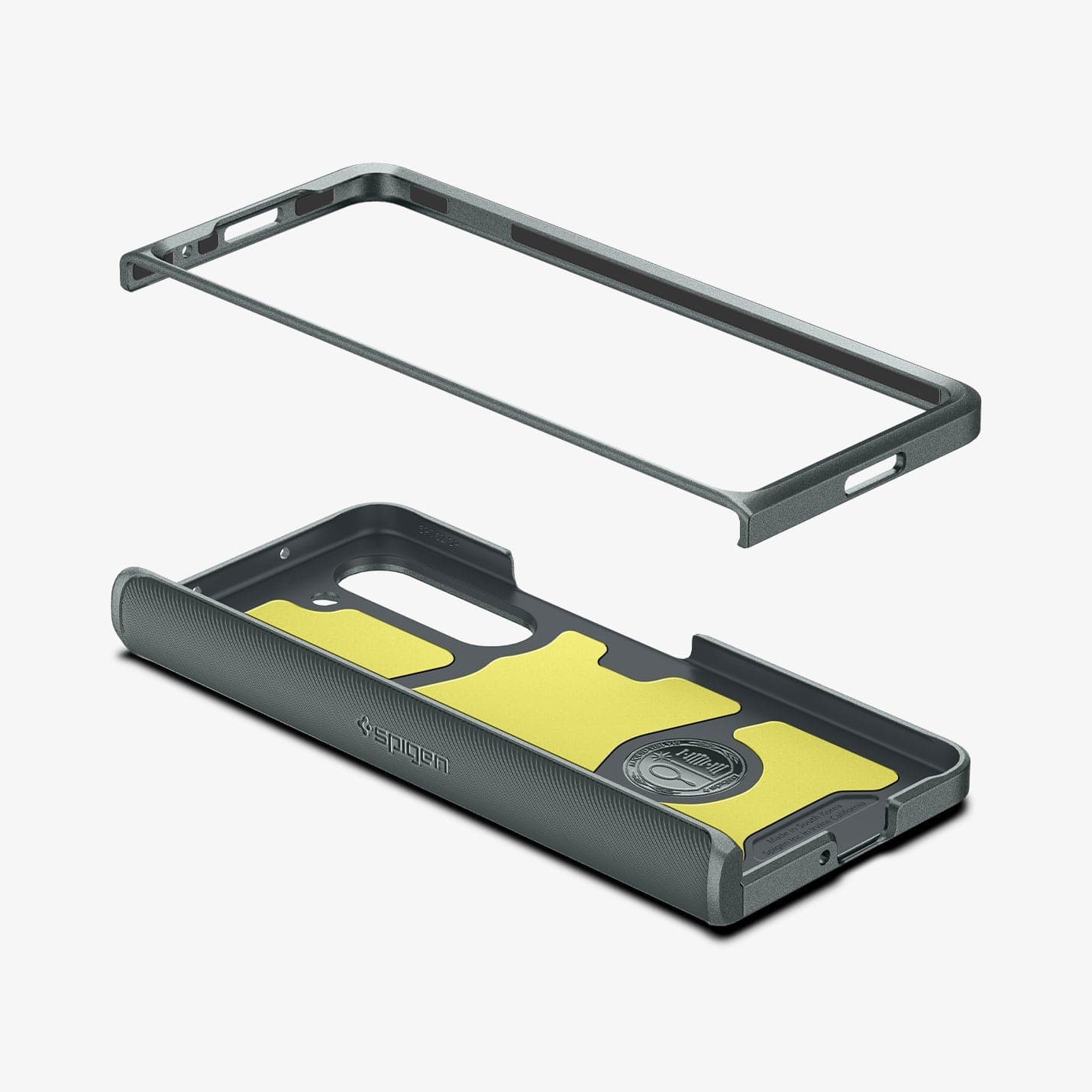 ACS06212 - Galaxy Z Fold 5 Case Slim Armor Pro in abyss green showing the top of case hovering above the bottom