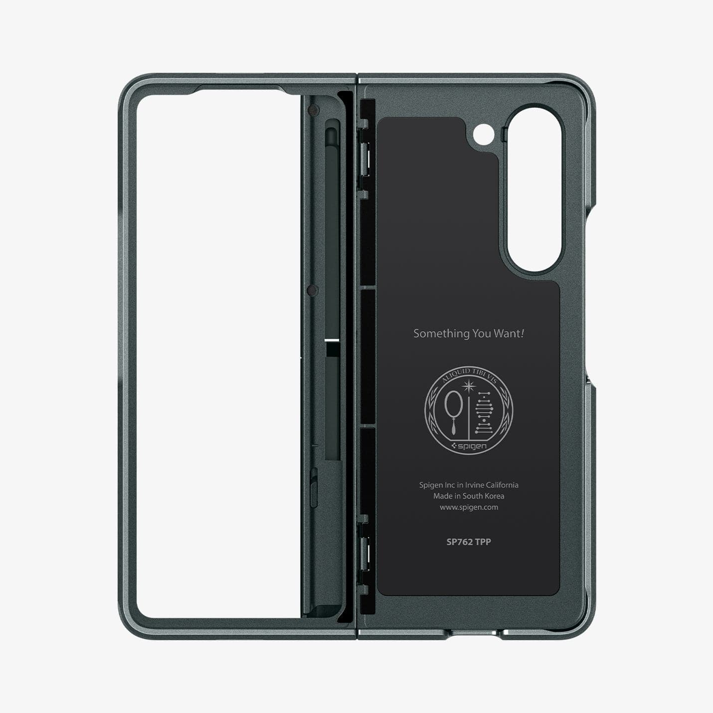 ACS06215 - Galaxy Z Fold 5 Case Tough Armor Pro P in abyss green showing the inside of case