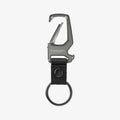 AHP04505 - Carabiner + Keyring in gunmetal showing the front with carabiner open