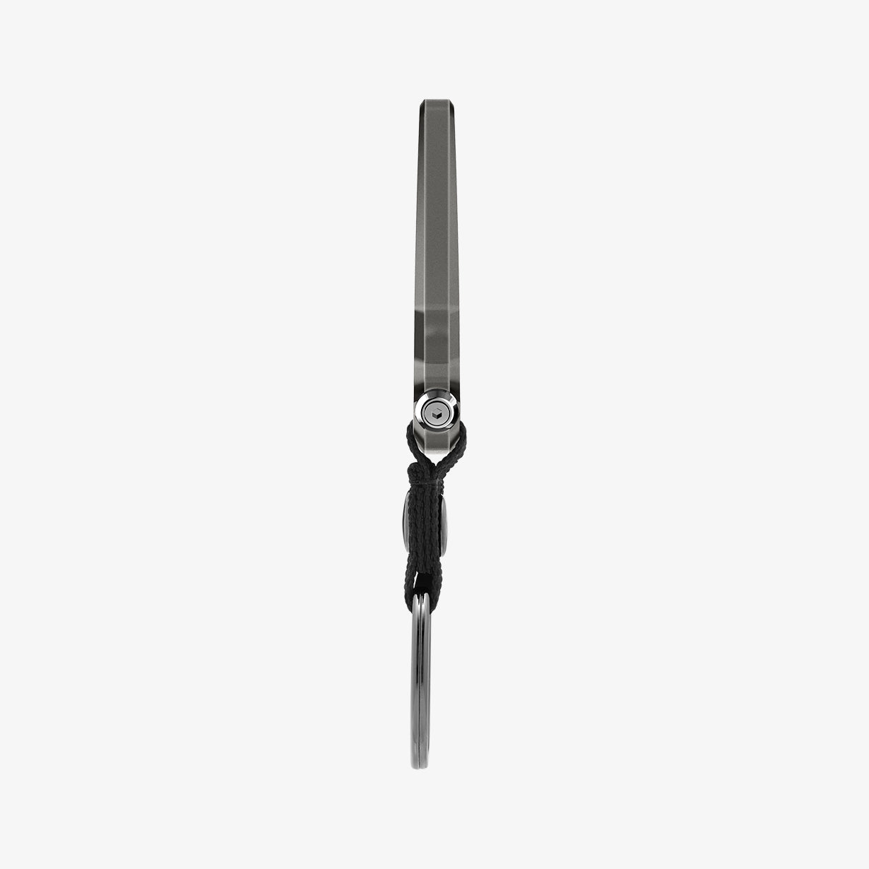 AHP04505 - Carabiner + Keyring in gunmetal showing the side