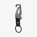AHP04505 - Carabiner + Keyring in gunmetal showing the front and side with carabiner open