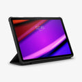 ACS06857 - Galaxy Tab S9 FE Case Rugged Armor Pro in black showing the front with device propped up by built in kickstand