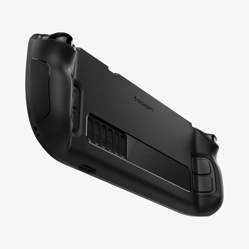 ACS03730 - Steam Deck Case Rugged Armor in matte black showing the back, side and bottom