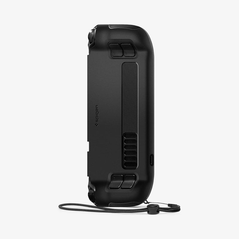 ACS03730 - Steam Deck Case Rugged Armor in matte black showing the back vertically