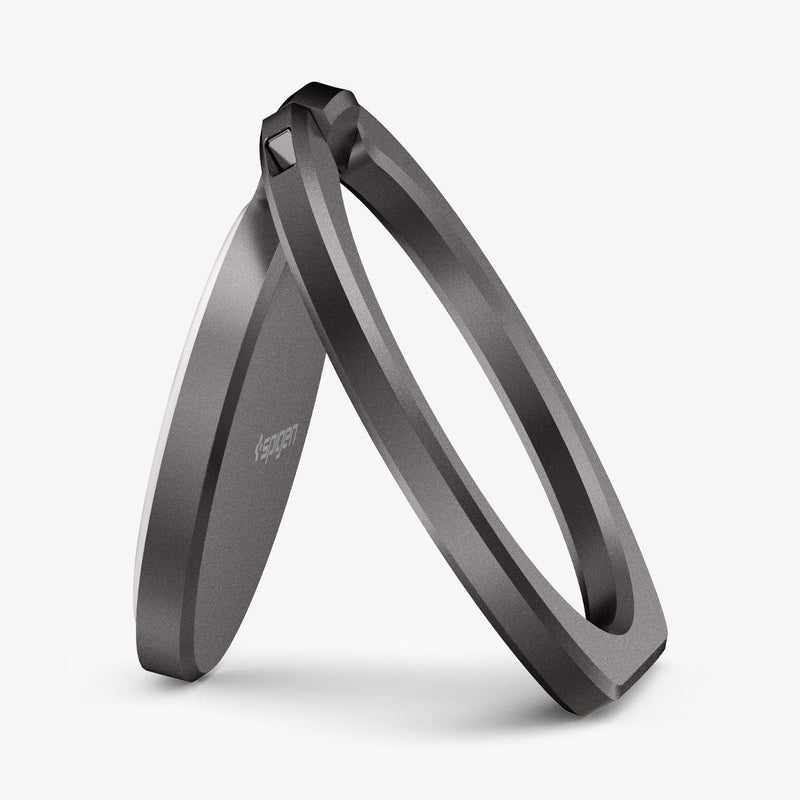 000SR24433 - Style Ring 360 in gunmetal showing the front and side propped up
