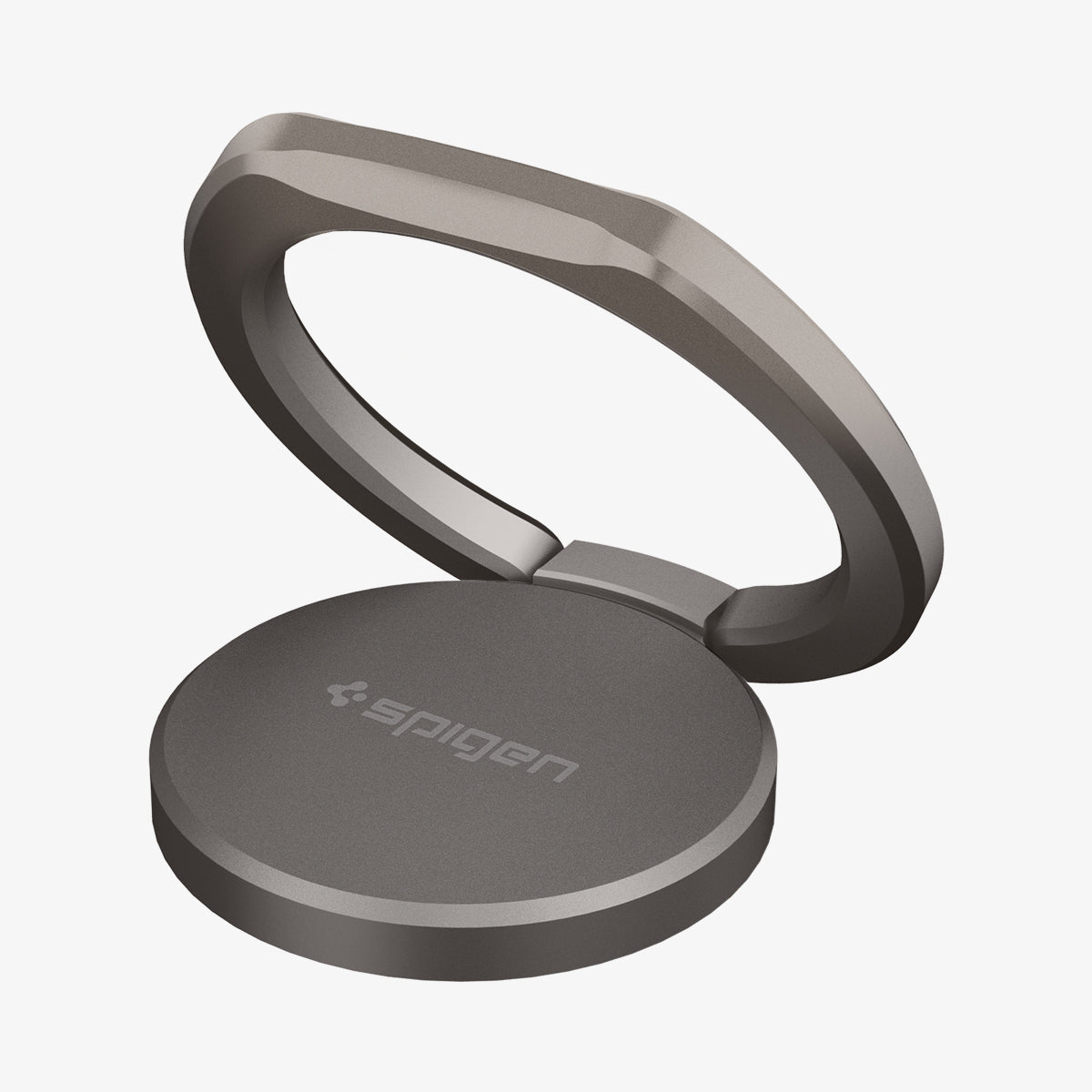 000SR24433 - Style Ring 360 in gunmetal showing the ring laid flat and ring sticking out