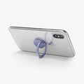 000SR24435 - Style Ring 360 in orchid gray showing the phone propped up by ring attached to back of device
