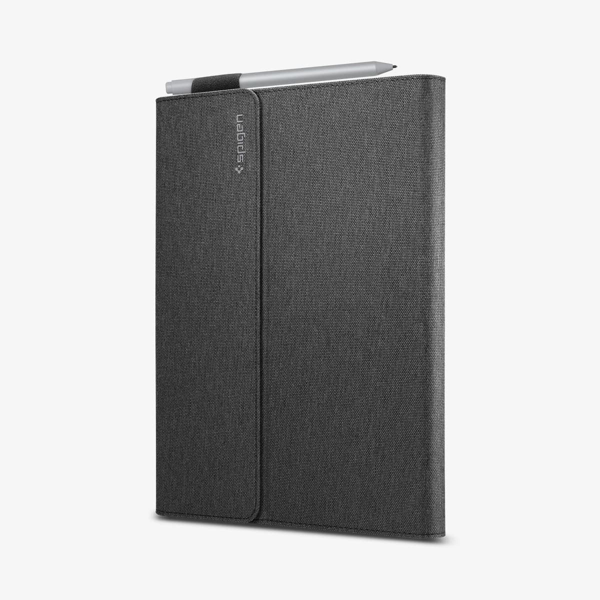 J06CS25185 - Surface Go 3 Case Stand Folio in charcoal gray showing the front and side