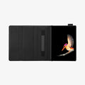 J06CS25185 - Surface Go 3 Case Stand Folio in charcoal gray showing the inside fully laid out