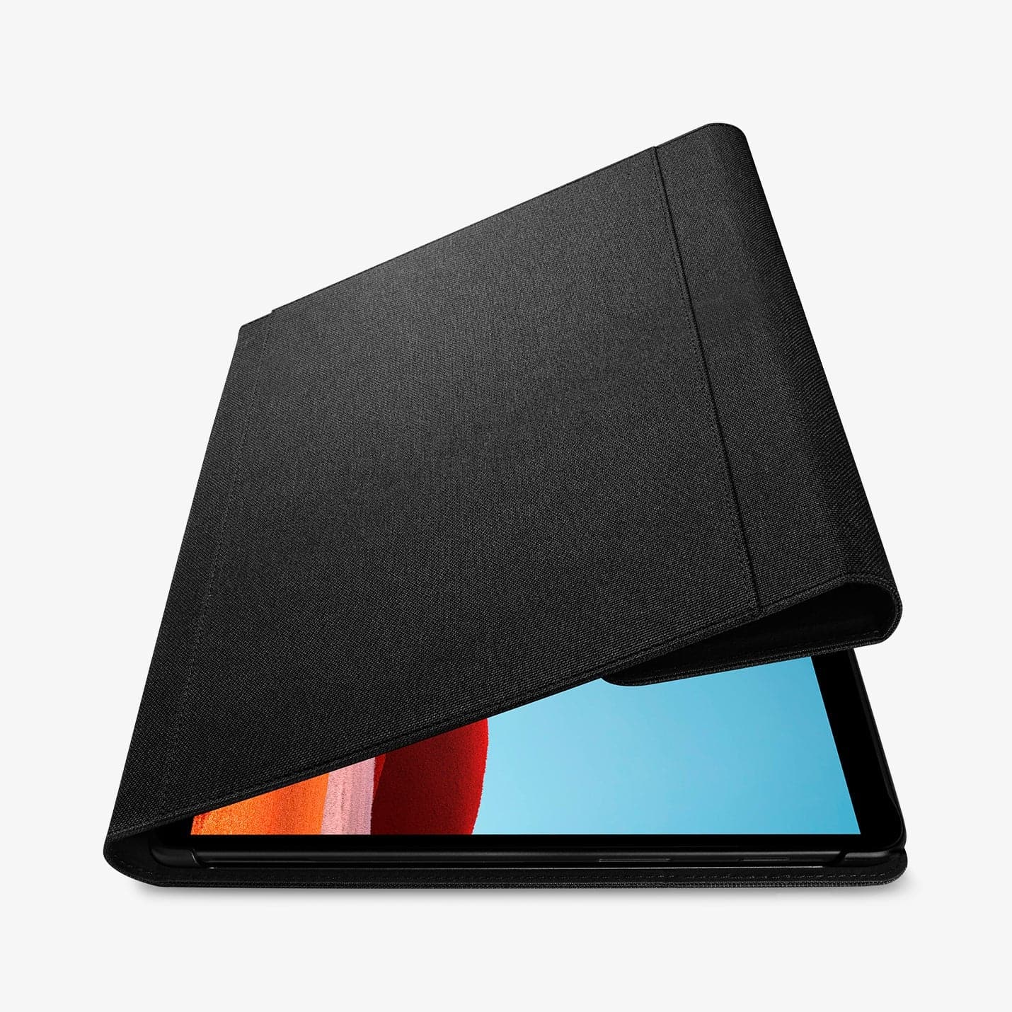 ACS01002 - Microsoft Surface Pro X Case Stand Folio in black showing the front cover slightly open