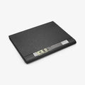 ACS01003 - Microsoft Surface Pro X Case Stand Folio in charcoal showing the back with case and card sticking out of storage slot