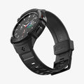 ACS06492 - Watch 6 Classic (43mm) Rugged Armor Pro in Black showing the partial front, partial side and inner side of the band