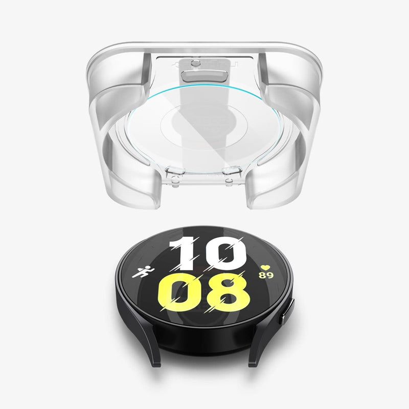 AGL06520 - Galaxy Watch 6 (44mm) Screen Protector EZ FIT GLAS.tR showing the ez fit tray hovering above the watch face